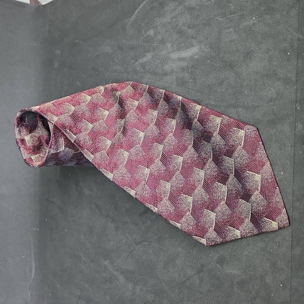 Donna Karan dark red geometric silk tie